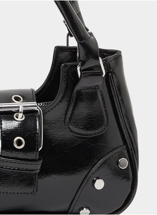 Styli Studded Belt Buckle Accent Handbag with Top Handles  - Image 5