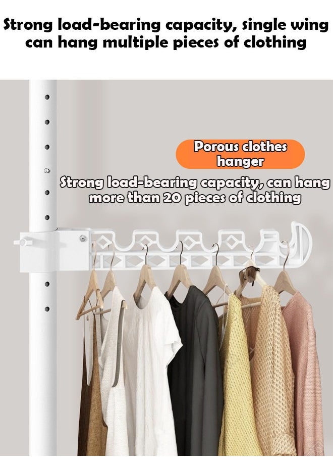 ZCM-HAPPY Punch-Free Retractable 6-Tier Adjustable Clothes Rack Floor to Ceiling TensionOrganizer for Clothes Scarves Hats and Handbags Scalable 1.1 to 3.1 M  - Image 5