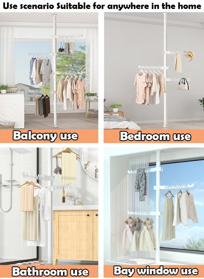 ZCM-HAPPY - Punch-Free Retractable 6-Tier Adjustable Clothes Rack Floor to Ceiling TensionOrganizer for Clothes Scarves Hats and Handbags Scalable 1.1 to 3.1 M - Image 1