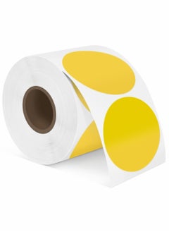 Excefore Thermal Sticker Labels, 5cm Pink Self-Adhesive Round Direct Multi-Purpose Roll Labels for DIY Logo Design, QR Code, Name Tag, Inventory-Pink 600 Labels/1 Roll, Yellow  - Image 1
