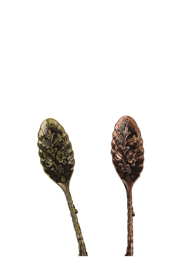 Kopida 4 Pcs Purple Crystal Coffee Spoons Alloy Spoon Vintage Carved Coffee Spoon Tea Spoons Decorative Dessert Spoons for Cafe Bar Tableware - Image 4