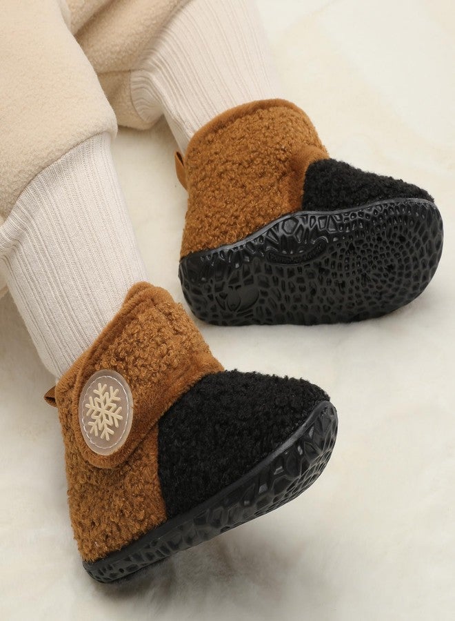 FEETCITY Baby Booties Non-Slip Sole for Boys Girls Infant Slippers Toddler Winter ShoesWarm Fleece Cozy Socks Shoes 6-12Months - Image 2