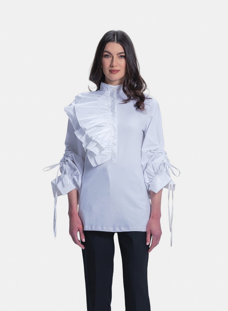 Fazzali Fitted Blouse With One Sided Ruffle Layers - Image 2