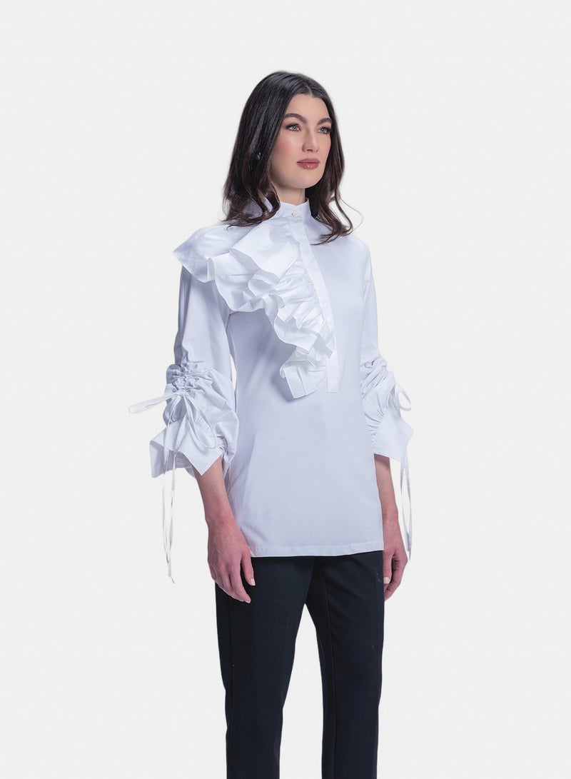 Fazzali Fitted Blouse With One Sided Ruffle Layers - Image 3