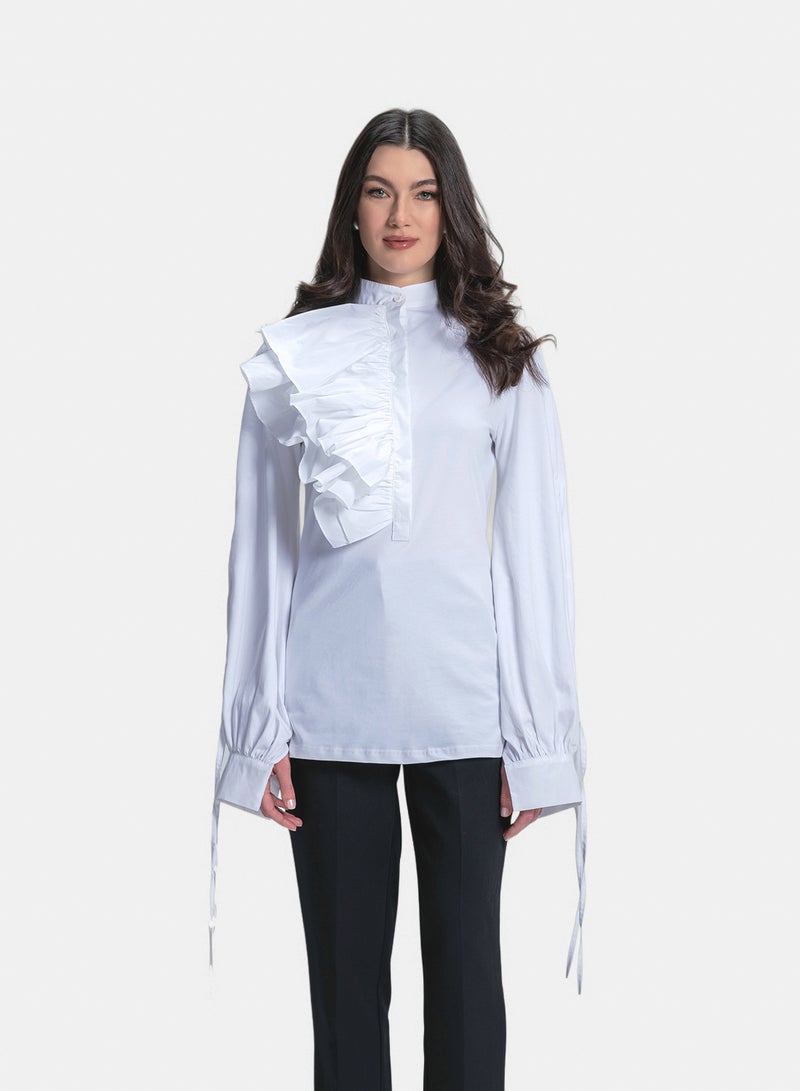 Fazzali Fitted Blouse With One Sided Ruffle Layers - Image 1