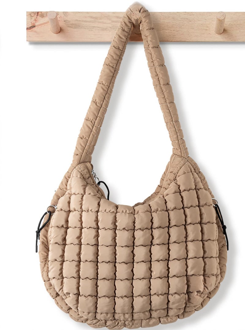 Babysun Puffer Tote Bag for Women Large Quilted Tote Bag Quilted Carryall Bag Soft Puffy Crossbody Bag Hobo Handbags Puff Purse - Image 1