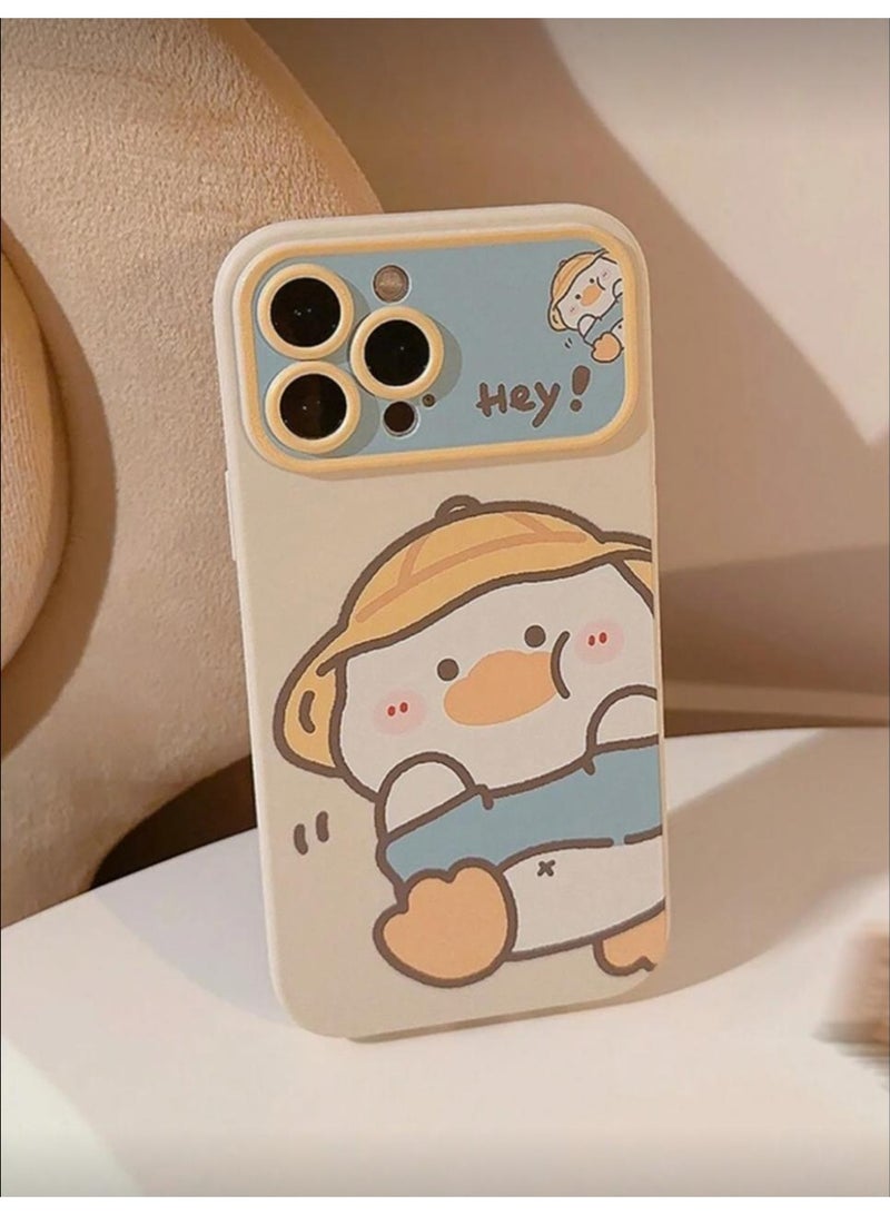16 plus case Beige Hat Duck Full Body Soft Case Waterproof Shockproof Anti-Fall Scratch Resistant - Image 1