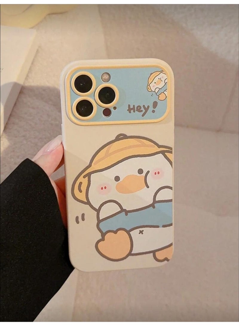16 plus case Beige Hat Duck Full Body Soft Case Waterproof Shockproof Anti-Fall Scratch Resistant - Image 2