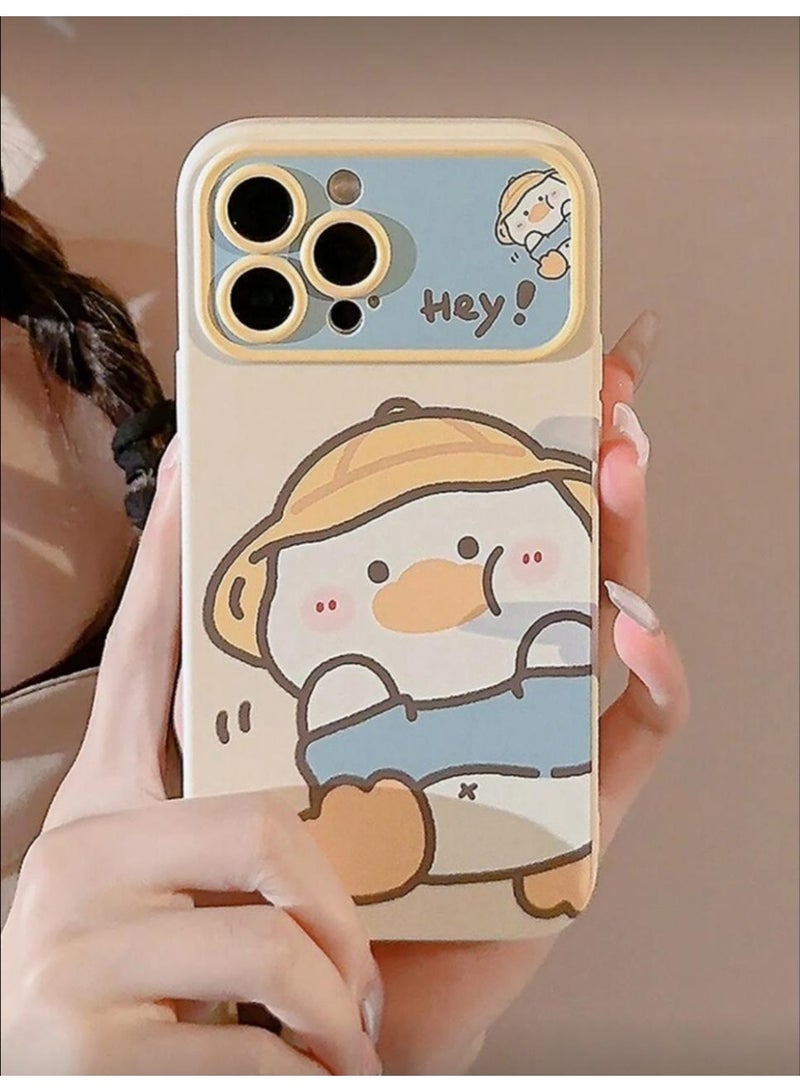 16 plus case Beige Hat Duck Full Body Soft Case Waterproof Shockproof Anti-Fall Scratch Resistant - Image 3