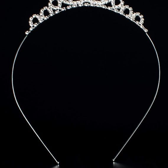 Curated Cart 1Pc Princess Tiara Headband - Silver Plated Crystal Rhinestone Tiara for Women, Girls, Pageants, Birthday Parties, Weddings, and Special Occasions - Heart Shaped - Image 5