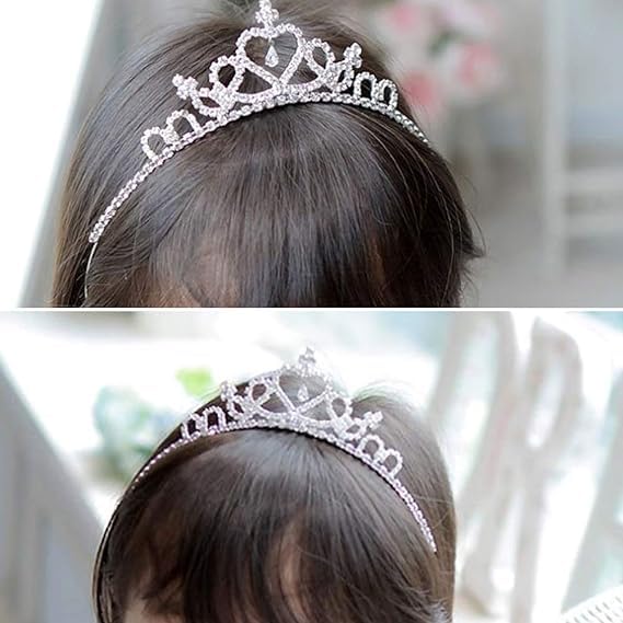 Curated Cart 1Pc Princess Tiara Headband - Silver Plated Crystal Rhinestone Tiara for Women, Girls, Pageants, Birthday Parties, Weddings, and Special Occasions - Heart Shaped - Image 4