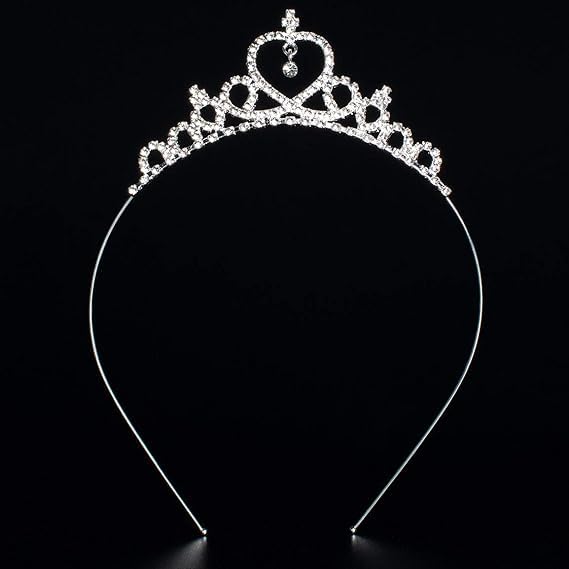 Curated Cart 1Pc Princess Tiara Headband - Silver Plated Crystal Rhinestone Tiara for Women, Girls, Pageants, Birthday Parties, Weddings, and Special Occasions - Heart Shaped - Image 3
