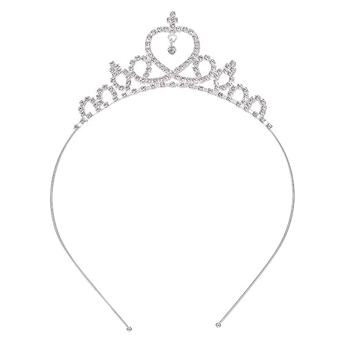 Curated Cart 1Pc Princess Tiara Headband - Silver Plated Crystal Rhinestone Tiara for Women, Girls, Pageants, Birthday Parties, Weddings, and Special Occasions - Heart Shaped - Image 1