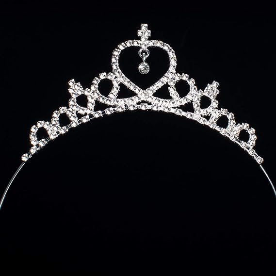 Curated Cart 1Pc Princess Tiara Headband - Silver Plated Crystal Rhinestone Tiara for Women, Girls, Pageants, Birthday Parties, Weddings, and Special Occasions - Heart Shaped - Image 2