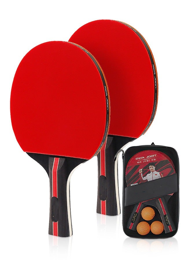 دنزوز خفافيش تنس الطاولة ، مجموعة تنس الطاولة المحمولة مجموعة تنس الطاولة المهنية 2 BATS 3 كرات PING PONG للمطالبة الداخلية في الهواء الطلق طاولة تنس الطاولة للهواة للخبراء - Image 1