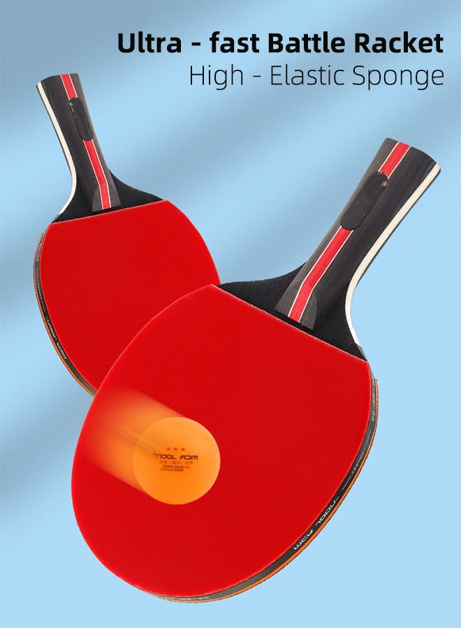 دنزوز خفافيش تنس الطاولة ، مجموعة تنس الطاولة المحمولة مجموعة تنس الطاولة المهنية 2 BATS 3 كرات PING PONG للمطالبة الداخلية في الهواء الطلق طاولة تنس الطاولة للهواة للخبراء - Image 4