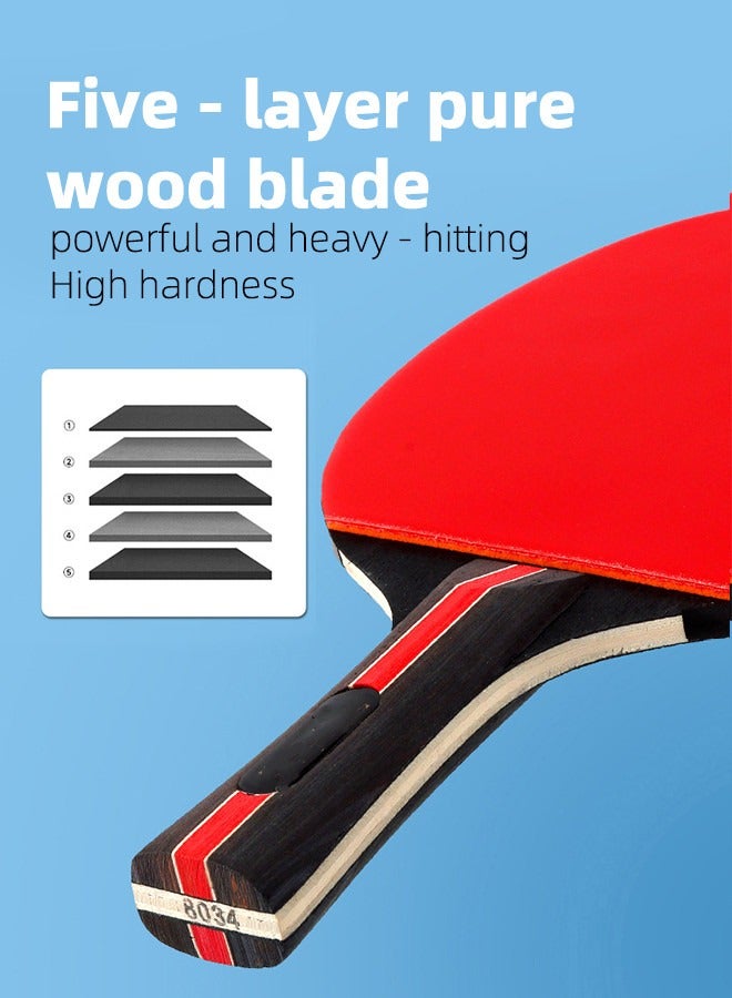 دنزوز خفافيش تنس الطاولة ، مجموعة تنس الطاولة المحمولة مجموعة تنس الطاولة المهنية 2 BATS 3 كرات PING PONG للمطالبة الداخلية في الهواء الطلق طاولة تنس الطاولة للهواة للخبراء - Image 5