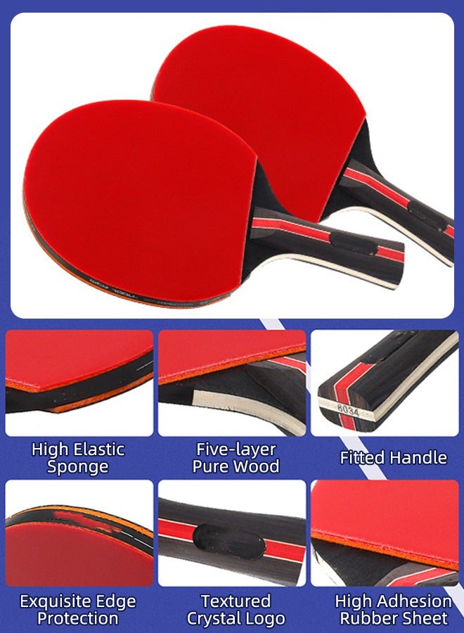 دنزوز خفافيش تنس الطاولة ، مجموعة تنس الطاولة المحمولة مجموعة تنس الطاولة المهنية 2 BATS 3 كرات PING PONG للمطالبة الداخلية في الهواء الطلق طاولة تنس الطاولة للهواة للخبراء - Image 3