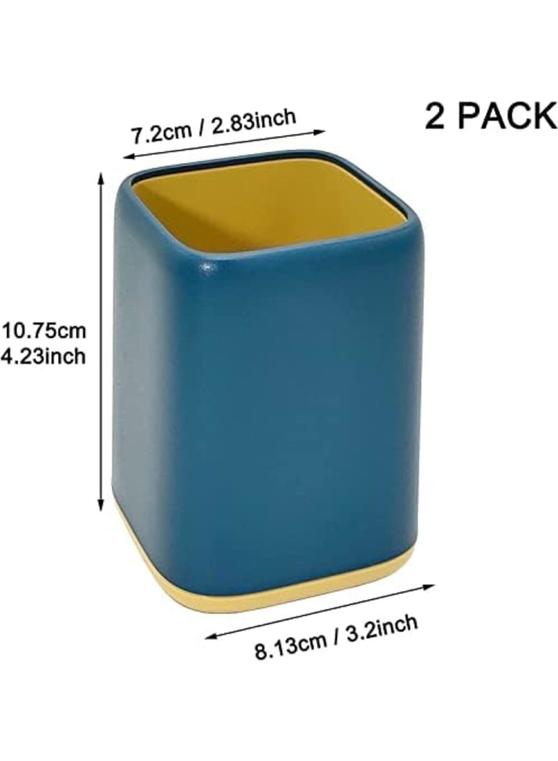 Luckam 2 Pack Desk Pen Holder, Two-Tone  Pen Cup Makeup Brush Holder, Durable Desktop Organizer Pencil Holder for Desk, Vanity Table, Office Supplies - Image 2