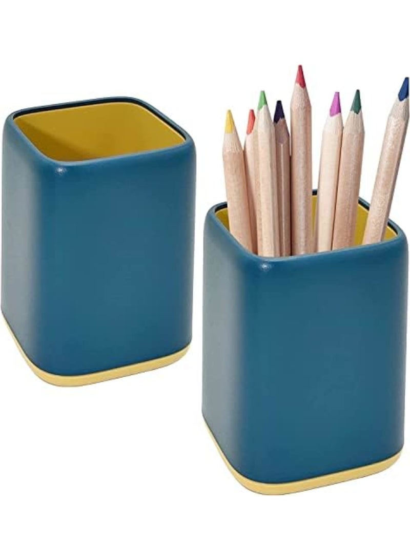 Luckam 2 Pack Desk Pen Holder, Two-Tone  Pen Cup Makeup Brush Holder, Durable Desktop Organizer Pencil Holder for Desk, Vanity Table, Office Supplies - Image 1