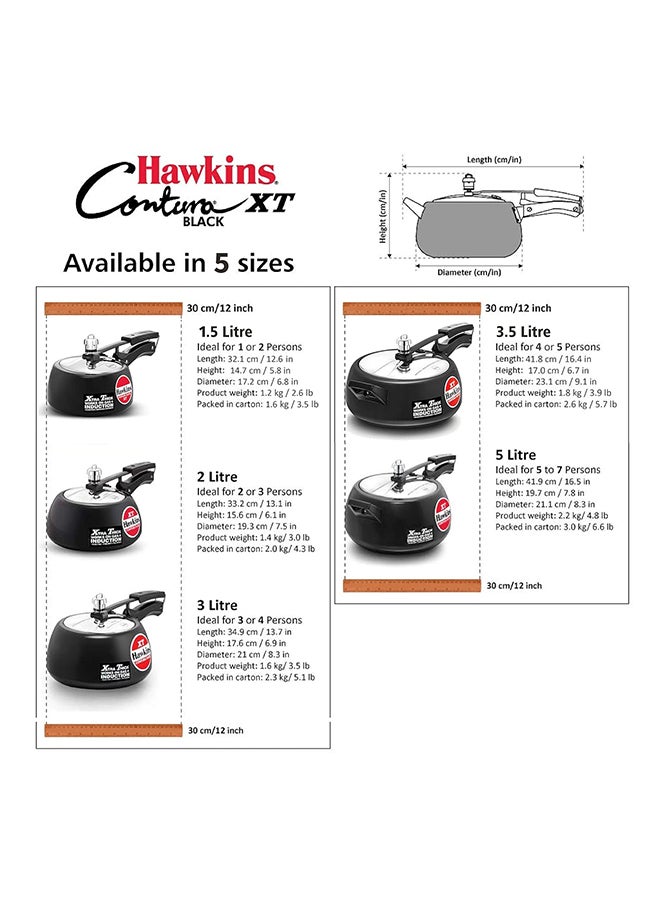 Hawkins - 3.5Liters Contura Black XT Pressure Cooker, Hard Anodised Inner Lid Cooker, Induction Cooker, Handi Cooker (CXT35) Black - Image 1