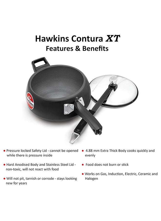 Hawkins - 3.5Liters Contura Black XT Pressure Cooker, Hard Anodised Inner Lid Cooker, Induction Cooker, Handi Cooker (CXT35) Black - Image 1