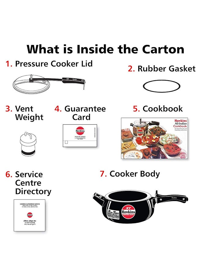 Hawkins - 3.5Liters Contura Black XT Pressure Cooker, Hard Anodised Inner Lid Cooker, Induction Cooker, Handi Cooker (CXT35) Black - Image 1