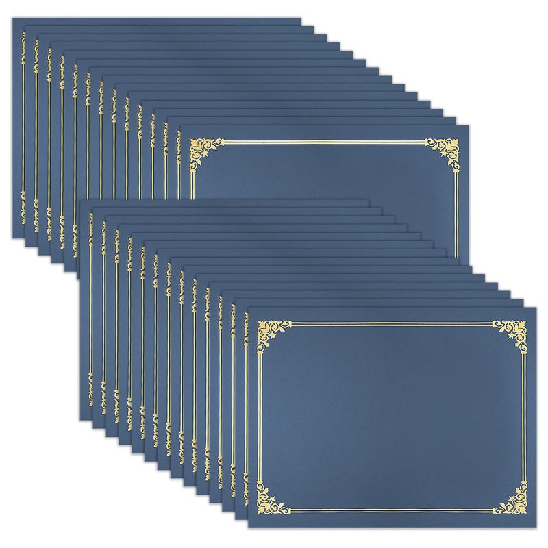 SUNEE Certificate Holders(Navy Blue, 30 Packs), Diploma Covers Gold Foil Border, for Letter Size 8.5x11 Certificates, Cardstock, Document Papers - Image 1