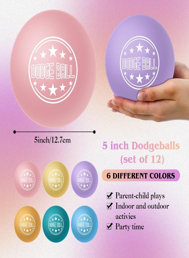 Jerify 12 Pcs Foam Dodgeball Set 5 Inch Soft Skin Playground Dodgeballs Bulk, Low Density Foam for Non Sting Dodgeball Sports Equipment for Kids and Adults (Bright) - Image 2