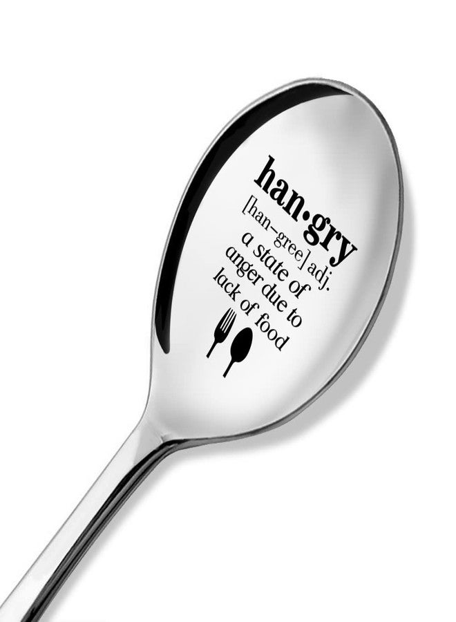 ZBBFSCSB Hangry Definition Funny Quote Engraved Spoon with Gift Box, Hangry Gag Gifts for Men Women Dad Mom Sister Friend, Ice Cream Breakfast Cereals Spoon for Dad Mom Family Friends Sister BFF - Image 1