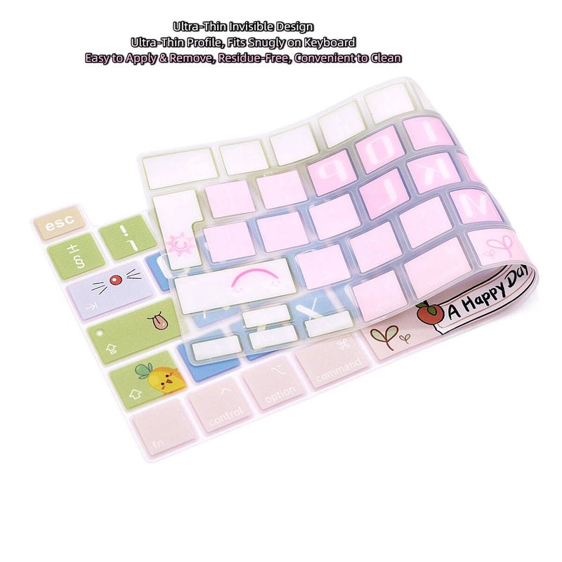 1pc Cute Cartoon Keyboard Cover EU Good Luck Compatible With Macbook Pro 13 Inch 2022 2021 2020 Apple M2 Chip M1 Chip A2338 A2289 A2251 And 2018 2019 Macbook Pro 16 Inch Model A2141 Durable Print Precise Fit Noise Reduction - Image 3