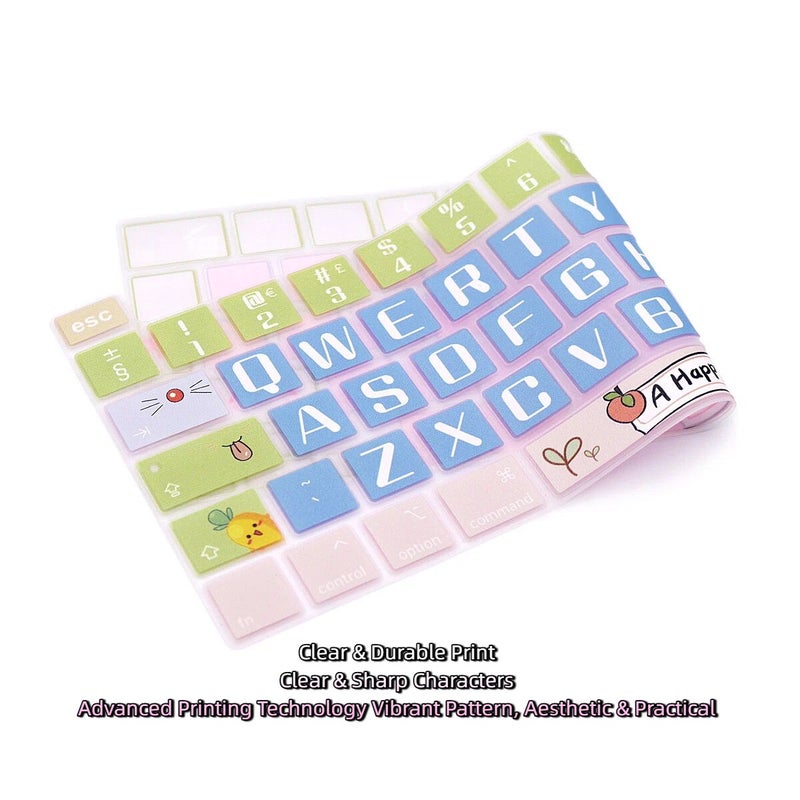 1pc Cute Cartoon Keyboard Cover EU Good Luck Compatible With Macbook Pro 13 Inch 2022 2021 2020 Apple M2 Chip M1 Chip A2338 A2289 A2251 And 2018 2019 Macbook Pro 16 Inch Model A2141 Durable Print Precise Fit Noise Reduction - Image 4