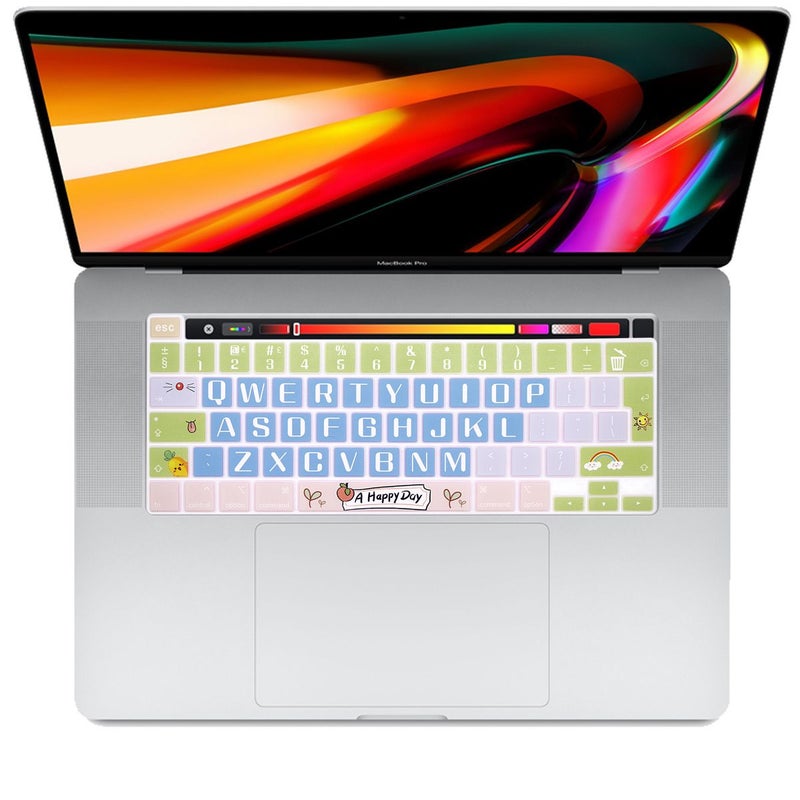 1pc Cute Cartoon Keyboard Cover EU Good Luck Compatible With Macbook Pro 13 Inch 2022 2021 2020 Apple M2 Chip M1 Chip A2338 A2289 A2251 And 2018 2019 Macbook Pro 16 Inch Model A2141 Durable Print Precise Fit Noise Reduction - Image 1