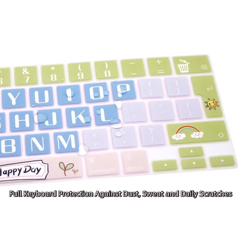 1pc Cute Cartoon Keyboard Cover EU Good Luck Compatible With Macbook Pro 13 Inch 2022 2021 2020 Apple M2 Chip M1 Chip A2338 A2289 A2251 And 2018 2019 Macbook Pro 16 Inch Model A2141 Durable Print Precise Fit Noise Reduction - Image 5
