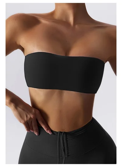 KAWN.YOGA Womens Strapless Sports Bra - Padded Low Impact Workout Yoga Bra with Removable Built in Bra