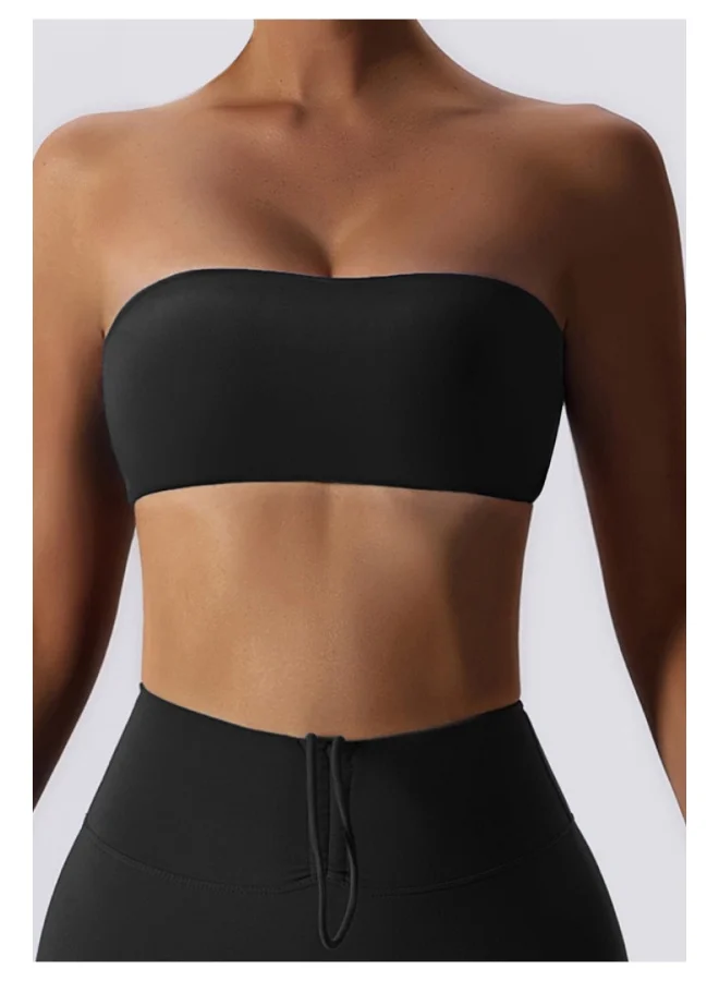 KAWN.YOGA Womens Strapless Sports Bra - Padded Low Impact Workout Yoga Bra with Removable Built in Bra