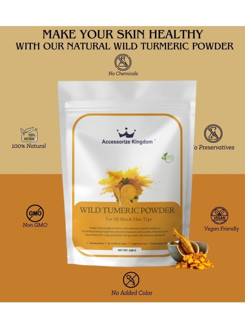Accessories 22 Wild Turmeric Powder (100gm) â€“ 100% Natural & Pure | Suitable for Skin & Hair | Reduces Pigmentation, Enhances Skin Glow & Treats Acne | Strengthens Hair, Promotes Growth & Soothes Scalp - Image 2