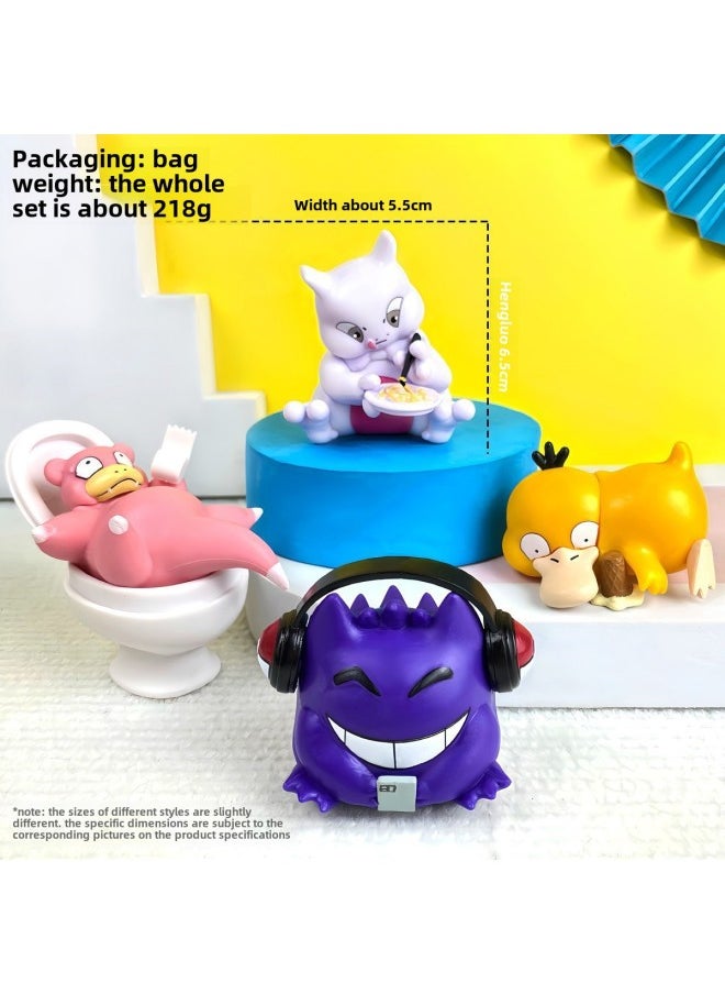 Generic - Baokemeng Hand-made Blind Box Pikachu Crayon Small Melody Kulomi Ruby Strawberry Bear Toy Ornaments-Color:Toilet Pikachu 4-piece Set-bag (full Set Price) - Image 1