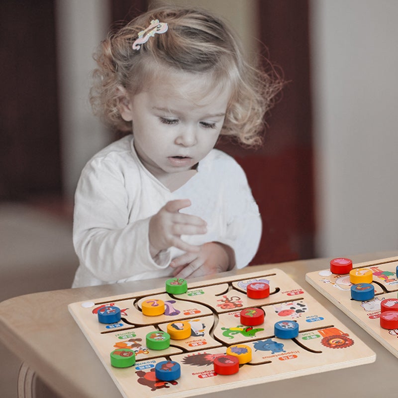 Wooden Maruzi Wooden Puzzle New Walking Matching Maze Children'S Early Education Cognitive Puzzle Interactive Kindergarten Toys - Image 3