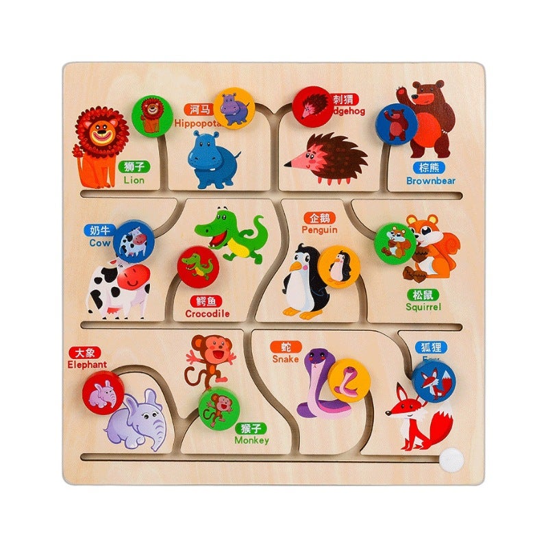 Wooden Maruzi Wooden Puzzle New Walking Matching Maze Children'S Early Education Cognitive Puzzle Interactive Kindergarten Toys - Image 4