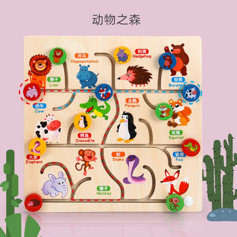 Wooden Maruzi Wooden Puzzle New Walking Matching Maze Children'S Early Education Cognitive Puzzle Interactive Kindergarten Toys - Image 2