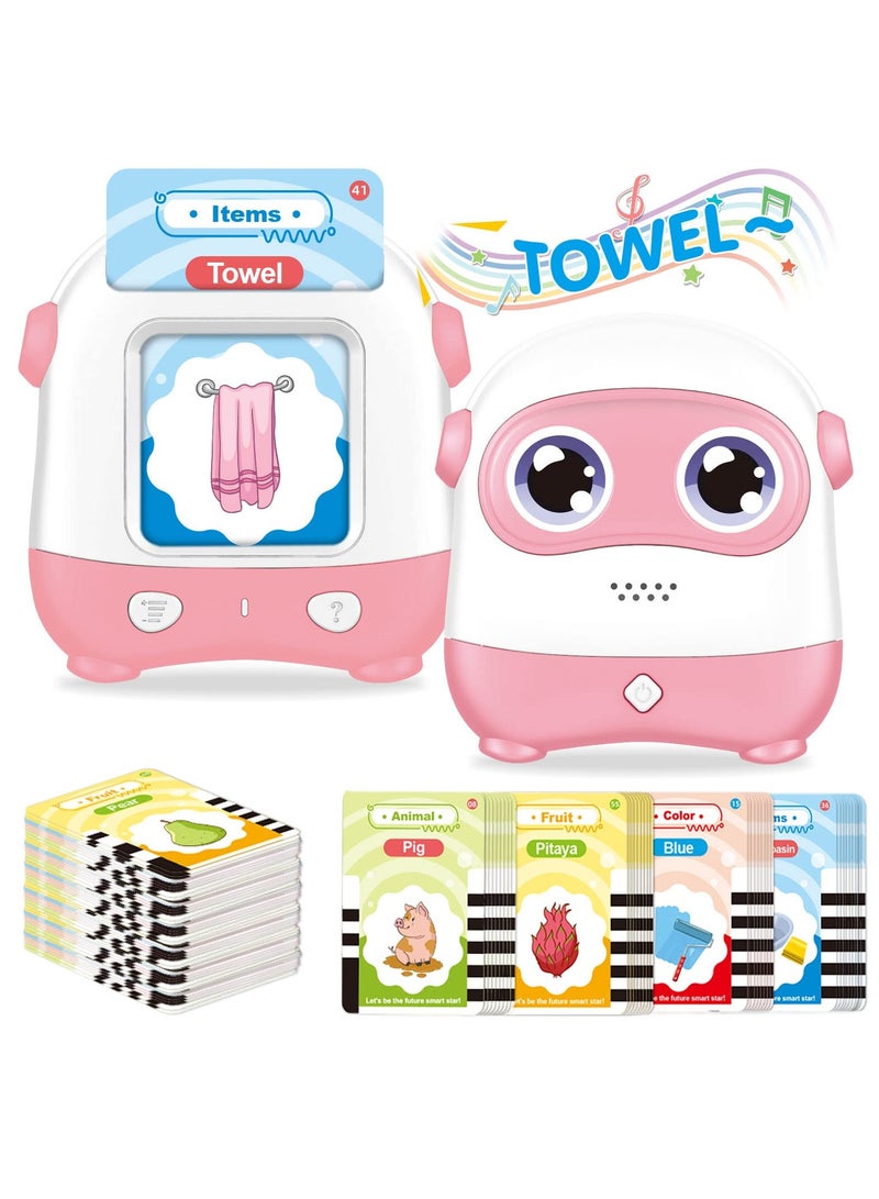 Excefore Interactive Learning Toy for Toddlers 2-5 Years - 110 Talking Flash Cards, 220 Vocabulary Sight Words | Educational Preschool Game with Sound Effects | Ideal Gift for Boys & Girls | Pink - Image 1