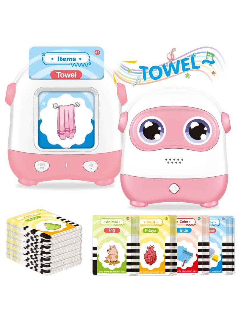 Excefore Interactive Learning Toy for Toddlers 2-5 Years - 110 Talking Flash Cards, 220 Vocabulary Sight Words | Educational Preschool Game with Sound Effects | Ideal Gift for Boys & Girls | Pink  - Image 1