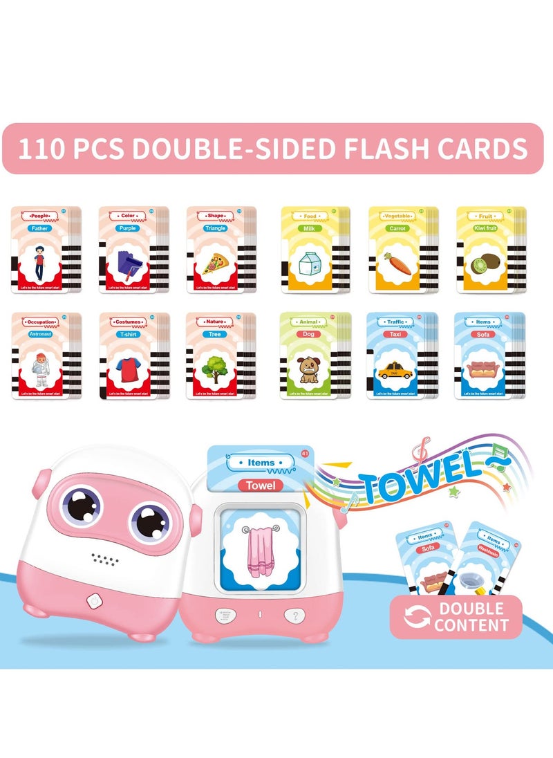 Excefore Interactive Learning Toy for Toddlers 2-5 Years - 110 Talking Flash Cards, 220 Vocabulary Sight Words | Educational Preschool Game with Sound Effects | Ideal Gift for Boys & Girls | Pink  - Image 2