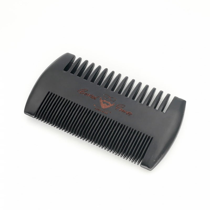 Menesia Black Wooden Beard Comb with Case for Men, Men's Wood Pocket Comb for Beards & Mustaches & Hair, Black Skull Design - Image 2