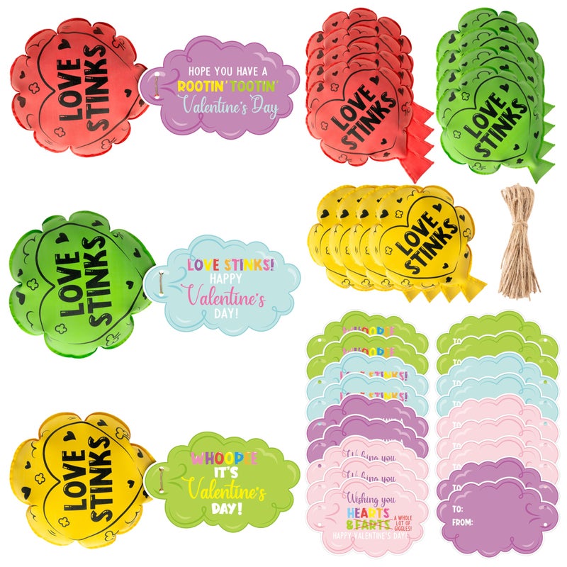 CPicdn 12 Pack Valentines Day Whoopee Cushions Card Set Love Stinks Whoopee Cushion with Card Valentines Day Fart Prank Kit Toys Party Favors Novelty Trick Joke Gift for Kids Adults Office Home - Image 3