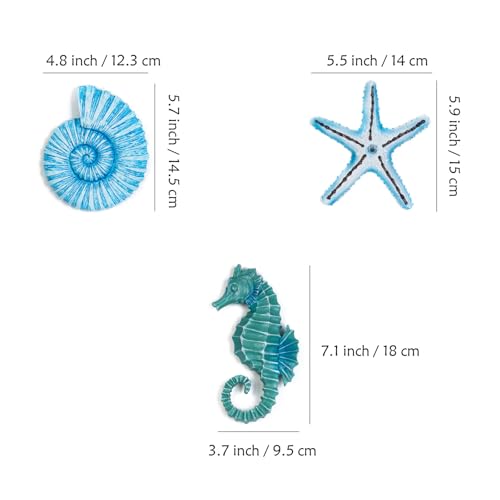AIM & GGKK 3D Art Ocean Beach Wall Decor Coastal Decorations Sets with Starfish, Seahorse,Conch for Bedroom Bathroom Livingroom Beach House - Image 2