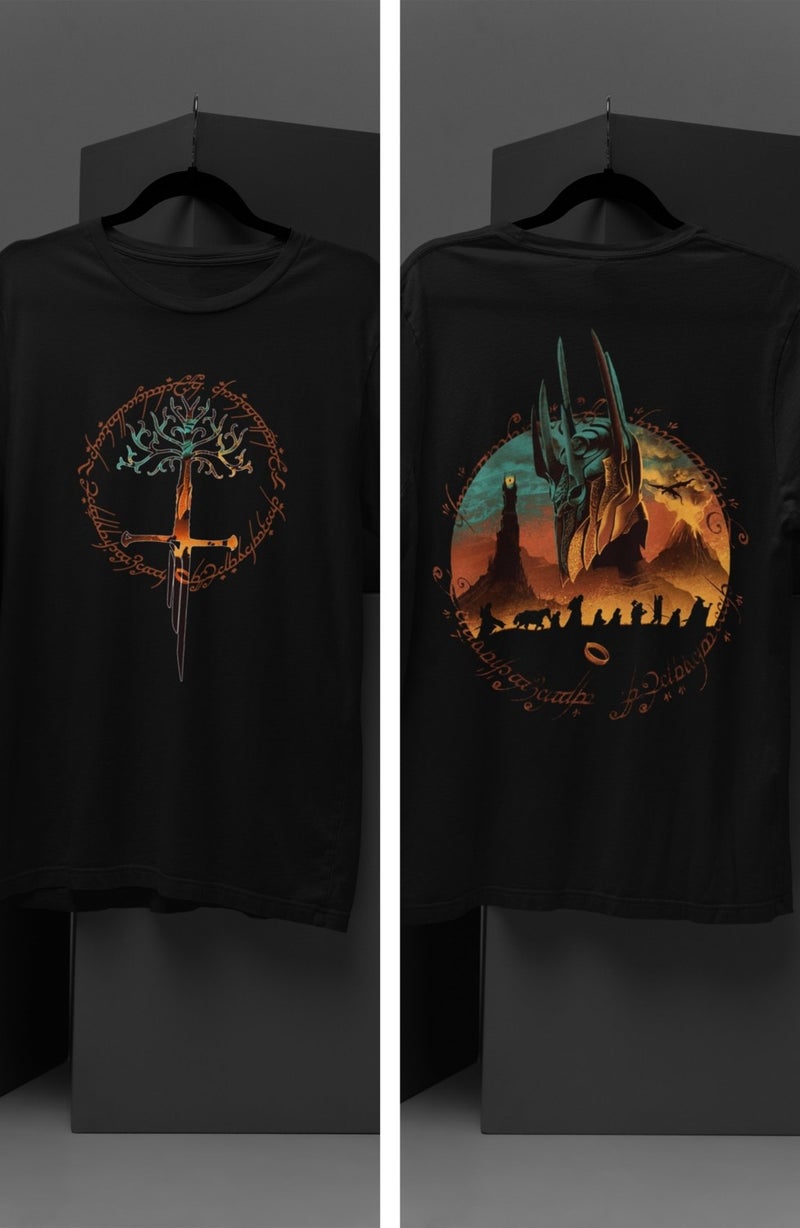 Fuddy Moda Fuddy Fashion Lord Of The Rings Printed Back T-Shirt Unisex Lord Of The Rings Printed T-Shirt  - Image 1