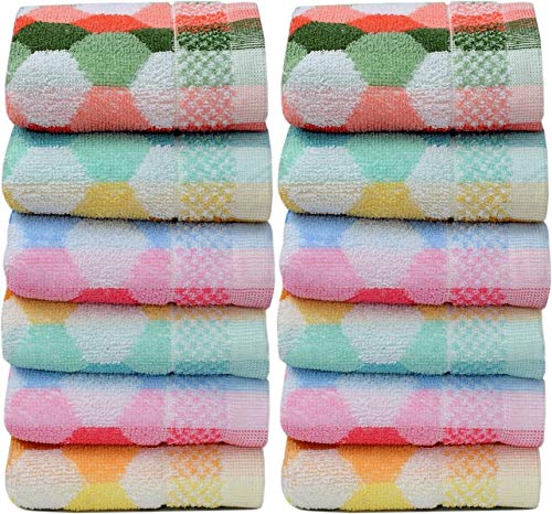 HSR Collection Premium Cotton Hand Towel Set of 12 Pieces - 120 GSM, Multicolor - Image 1