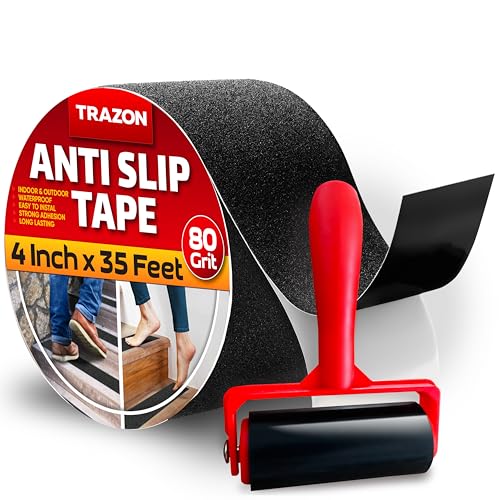 Grip Tape Heavy Duty Anti Slip Tape for Stairs OutdoorIndoor Waterproof 4Inch x 35Ft Safety Non Skid Roll for Stair Steps Ramp Traction Tread Staircases Grips Adhesive Non Slip Strips Walk Black
